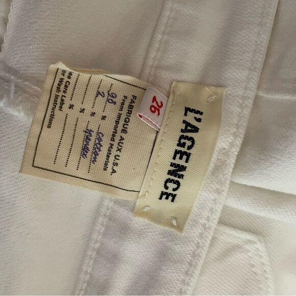 L’Agence Nadia High Rise Cropped Straight Blanc White Capri Jeans Size 26 - Picture 6 of 8